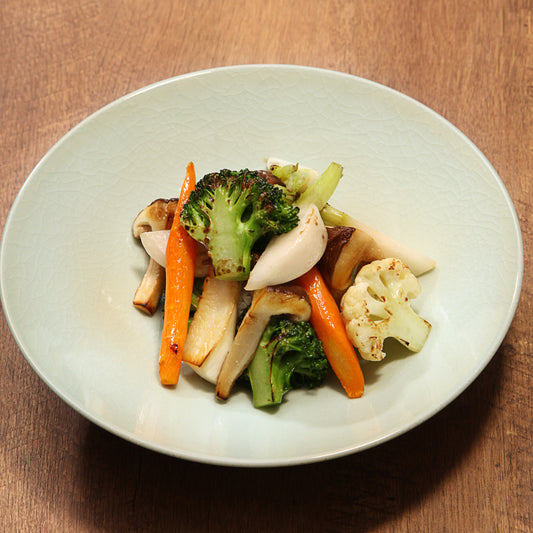 付け合せに温野菜のソテー(レギュームショー)